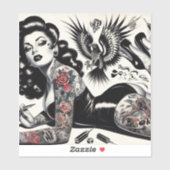 Sticker Vielle écolière tatouée (Feuille)