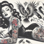 Sticker Vielle écolière tatouée (Devant)