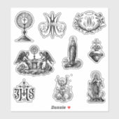 Sticker Vierge catholique traditionnelle Marie Anges Saint (Feuille)