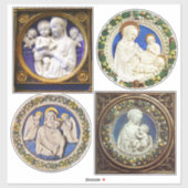 STICKER VIERGE, ENFANT ET ANGELS, NATIVITÉ NOËL ROND (Feuille)