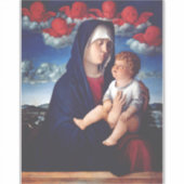 Sticker Vierge Marie avec Bébé Jésus et les chérubins roug (Devant)