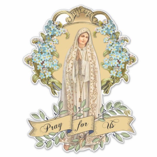 Sticker Vierge Marie Dame de Fatima Prière Rosaire (Devant)