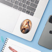 Sticker Vierge Marie et Roses Vinyle (Ordinateur portable avec iPhone)