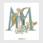 Sticker Vierge Marie Florale Religieux Catholique (Feuille)