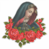 Sticker Vierge Marie triste Mère Rouge Roses (Devant)