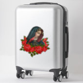 Sticker Vierge Marie triste Mère Rouge Roses (Sur valise)