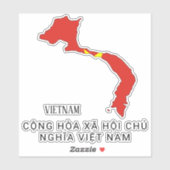 Sticker Vietnam Drapeau Charme Carte Patriotique (Feuille)