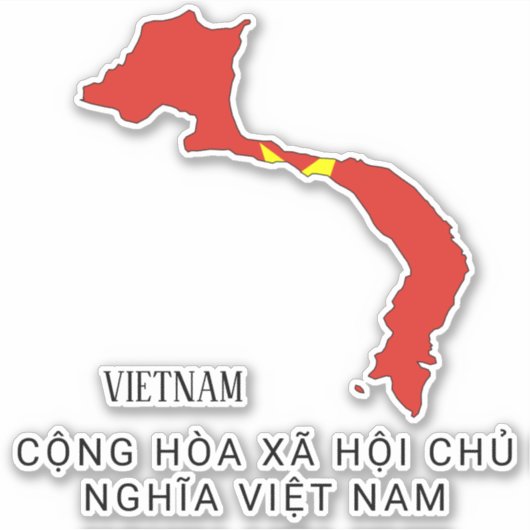 Sticker Vietnam Drapeau Charme Carte Patriotique (Devant)