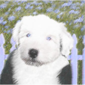 Sticker Vieux anglais Sheepdog Puppy Peinture - Chien Art (Devant)