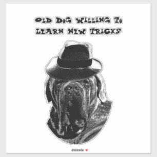 Sticker Vieux Chien Prêt À Apprendre De Nouveaux Tricks Ma