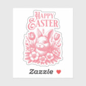 Sticker Vieux lapin rose de Pâques (Feuille)