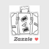 Sticker Vieux modèle valise bien voyagé avec sangles (Feuille)