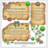 Sticker Vieux Shamrocks de parchemin de bénédictions irlan (Feuille)