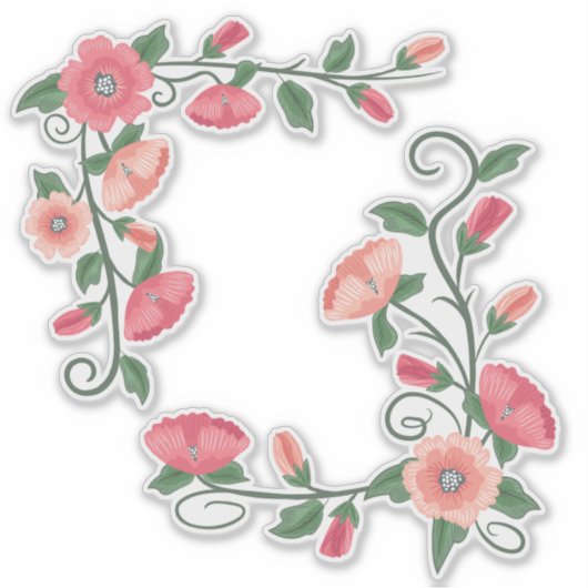 Sticker Vignes à fleurs roses (Devant)