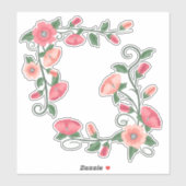 Sticker Vignes à fleurs roses (Feuille)