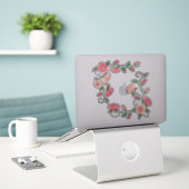 Sticker Vignes à fleurs roses (Ordinateur portable sur le bureau)