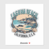 Sticker Vignette de voiture de Laguna Beach Rétro (Feuille)