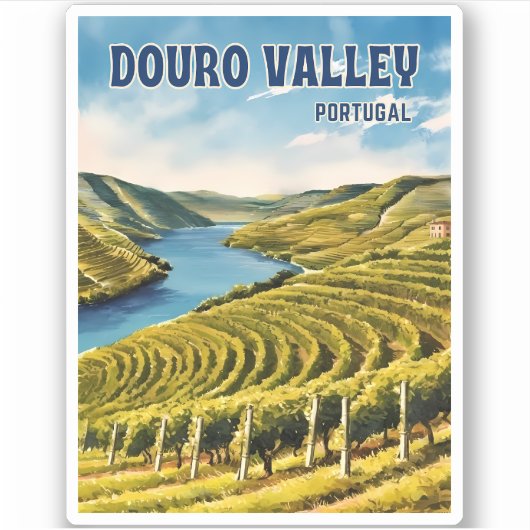 Sticker Vignoble Vintage voyage Douro Valley Portugal (Devant)