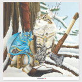 Sticker Viking Cat Blue Dragon (Feuille)