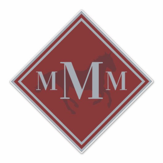 Sticker Vin monogramme Rouge + Tronc à cheval en argent (Devant)