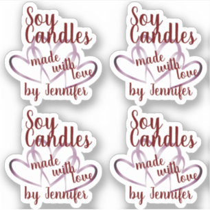 Sticker Vin Rouge Coeurs pourpres Fabriqué avec des bougie