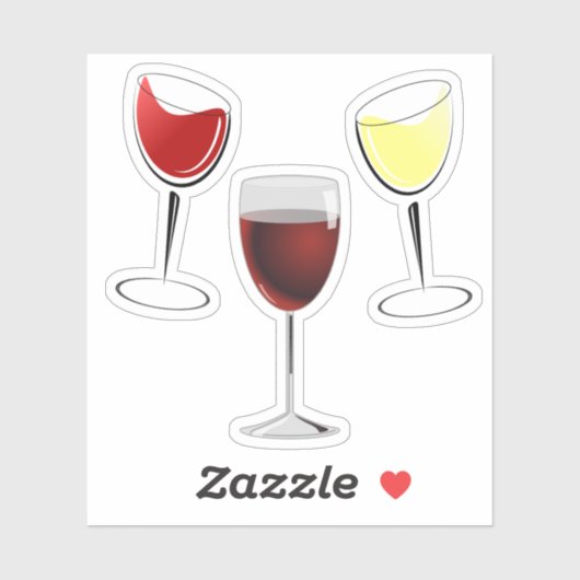 Sticker Vin rouge et vin blanc (Feuille)
