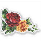 Sticker Vin victorien Roses rouge et jaune doré (Devant)