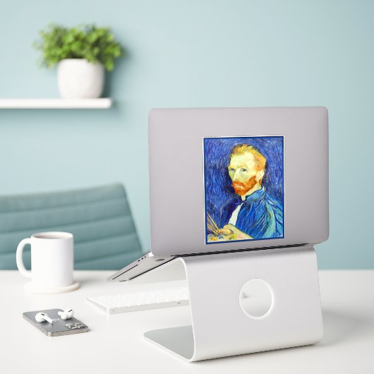 Sticker Vincent van Gogh - Autoportrait, 1889, (Ordinateur portable sur le bureau)