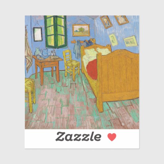 Sticker Vincent Van Gogh. Chambre. Impressionnisme vintage (Feuille)