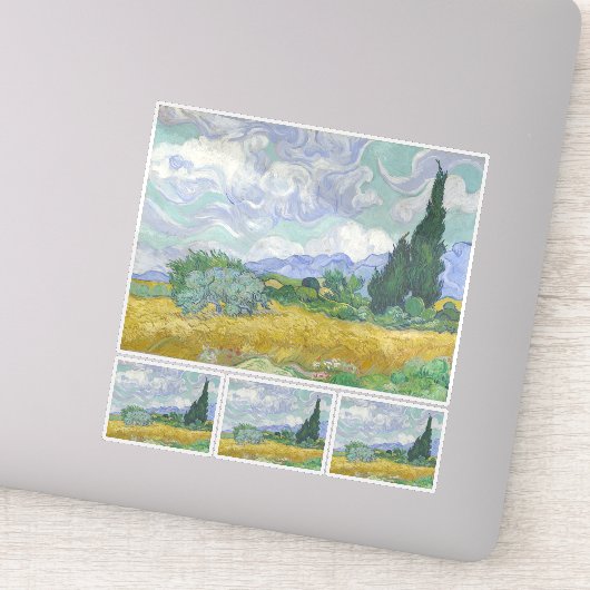 Sticker Vincent Van Gogh, Champ de blé avec cyprès (Détail)