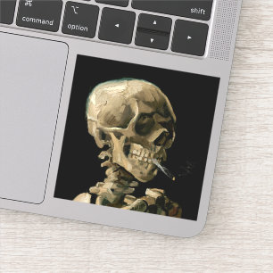 Sticker Vincent van Gogh - Crâne avec cigarette brûlante