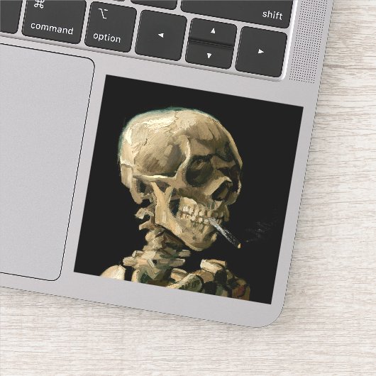 Sticker Vincent van Gogh - Crâne avec cigarette brûlante (Détail)