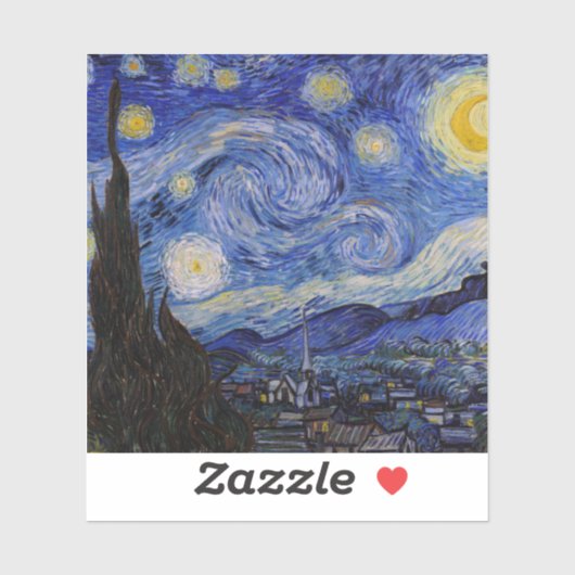 Sticker Vincent Van Gogh - La nuit étoilée (Feuille)
