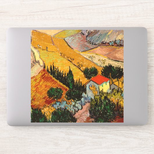 Sticker Vincent van Gogh - Paysage, Maison et Plowman (Ordinateur)