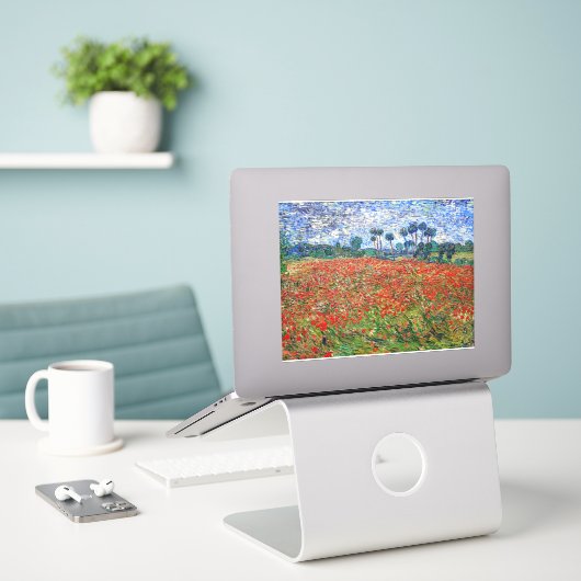 Sticker Vincent van Gogh - Poppy Field (Ordinateur portable sur le bureau)