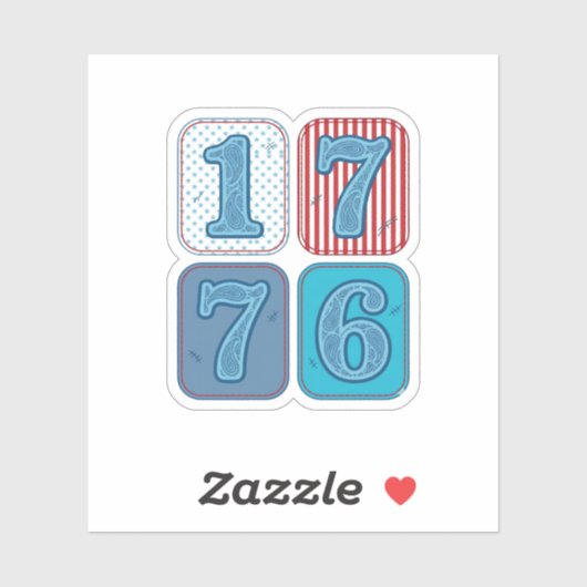 Sticker Vintage 1776 Patchwork Patriotique (Feuille)