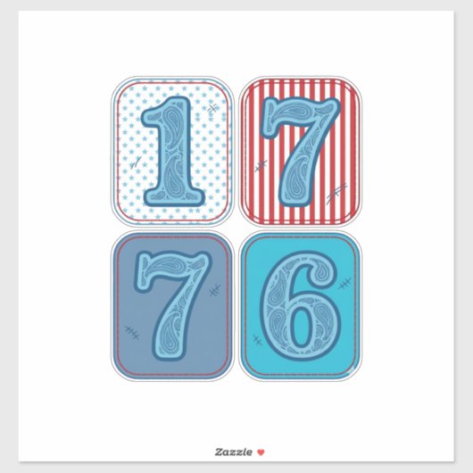 Sticker Vintage 1776 Patchwork Patriotique (Feuille)