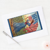 Sticker Vintage 4 juillet Salutation USA Drapeau V (Enveloppe)