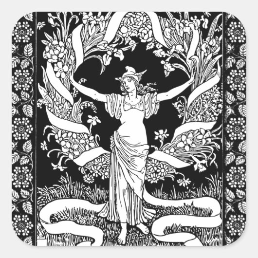 Sticker vintage à couronne de fleurs (Devant)