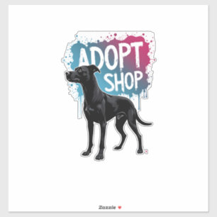 Sticker Vintage Adoptez Ne Faites Pas D'Achats Chien Graff
