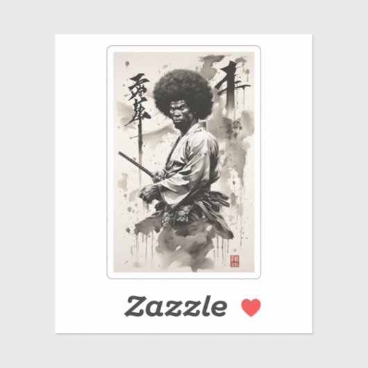 Sticker Vintage Afro Samurai (Feuille)