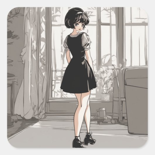 Sticker vintage Anime LBD Anime Elegance Unleashed (Devant)