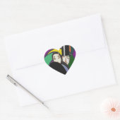 Sticker Vintage Art Déco Couple dans Love Heart (Enveloppe)