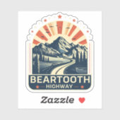Sticker vintage Beartooth Highway us 212 montana road (Feuille)