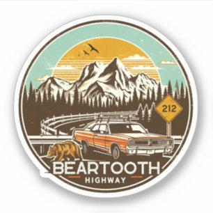 Sticker vintage Beartooth Highway us 212 montana road