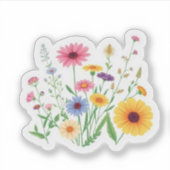 Sticker Vintage Botanical Wildflower Garden Vinyl (Devant)