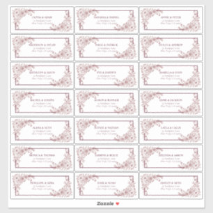 Sticker Vintage Bourgogne Floral Line Art Adresse d'invité