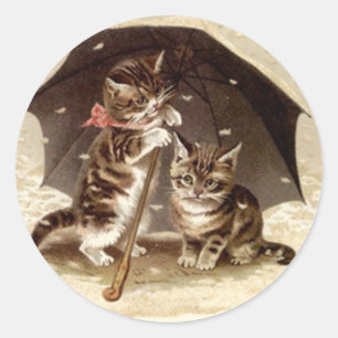 Sticker Vintage Chats jouer sous les chatons parap