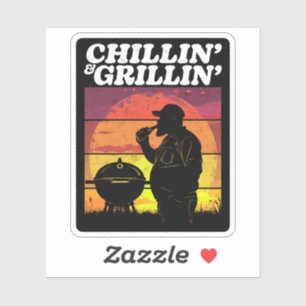 Sticker Vintage Chillin’ & Grillin’ Dark Distressed