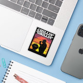 Sticker Vintage Chillin’ & Grillin’ Dark Distressed (Ordinateur portable avec iPhone)